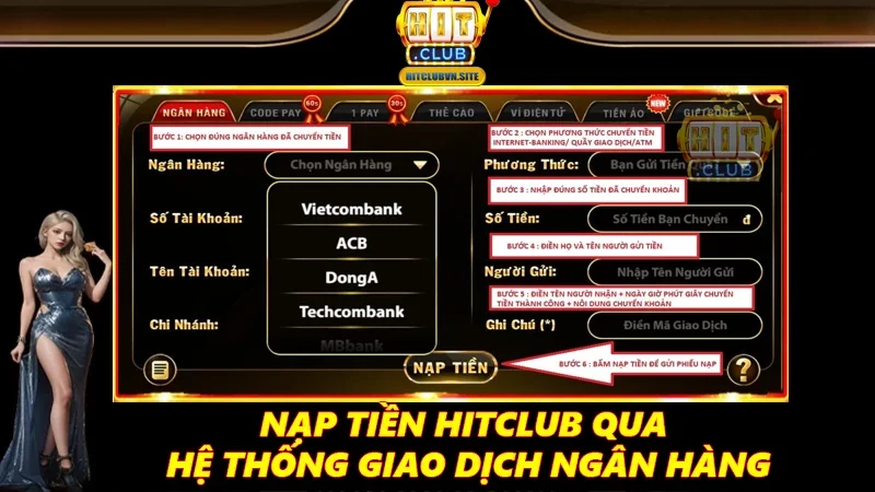 Nạp tiền Hitclub qua hệ thống giao dịch ngân hàng Nạp tiền Hitclub qua hệ thống giao dịch ngân hàng